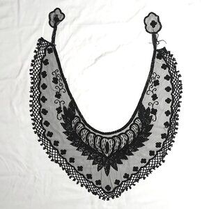 Vintage Black Lace Victorian Detachable Collar Embroidered Bib Gothic Romantic